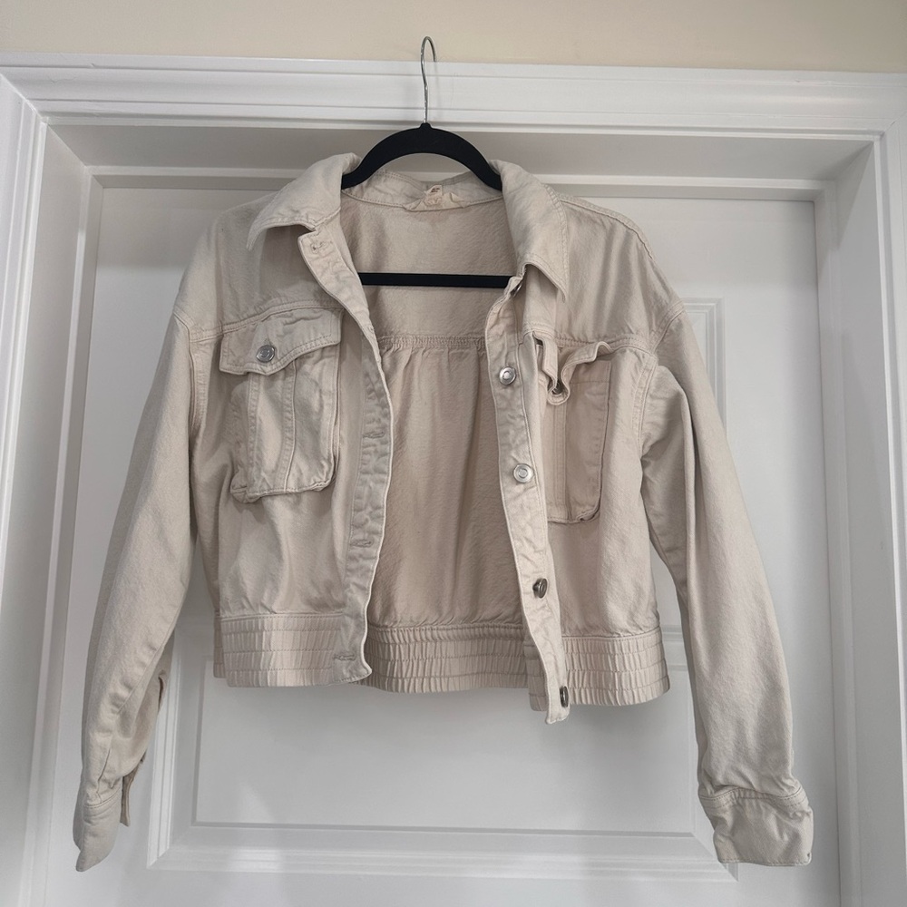 White Jean 100% Cotton Cropped Jacket- Nurture by Westbound- Size M